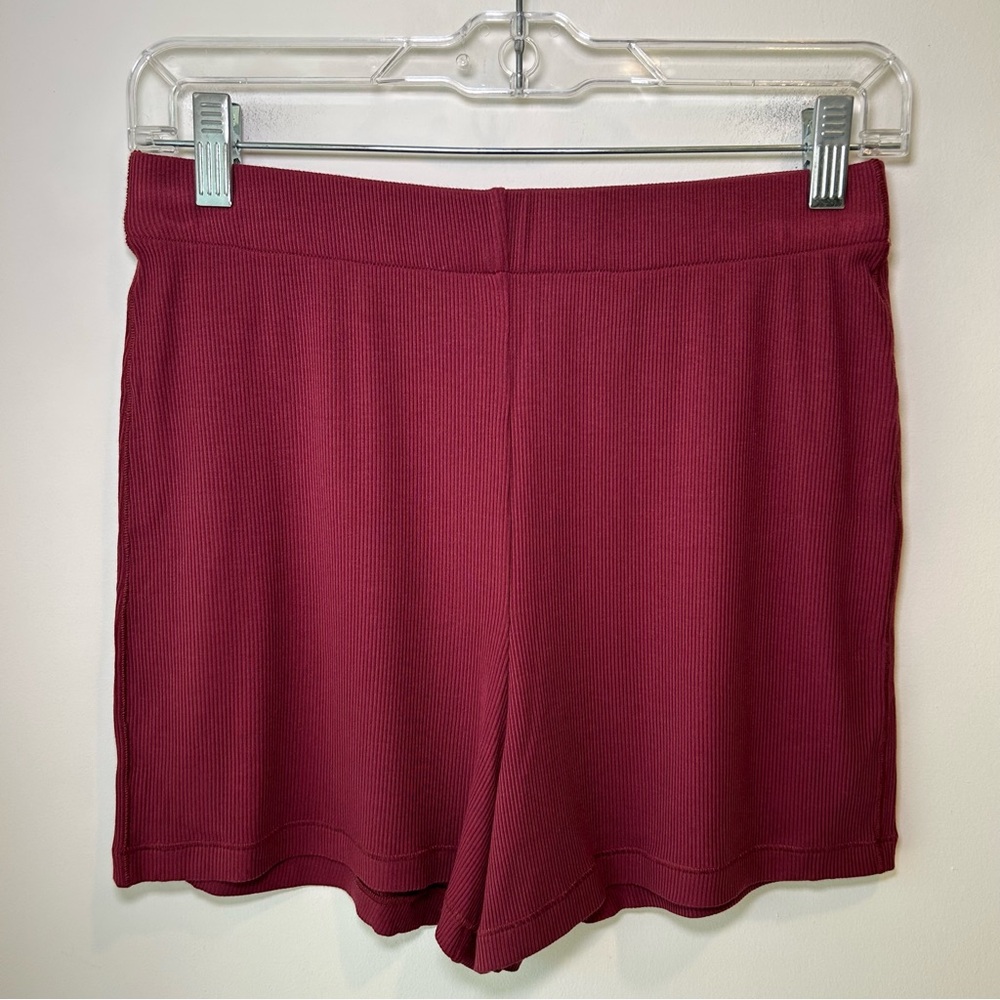 Skims Ribbed Lounge Shorts Burgundy Size Extra Small